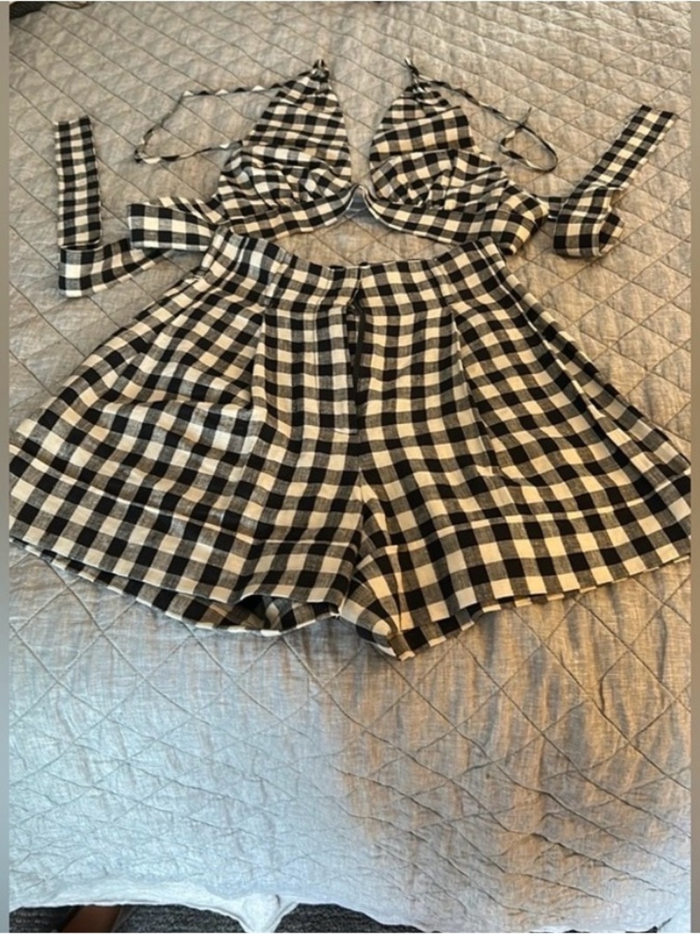 Shona Joy Black and White Gingham High Waist Shorts
